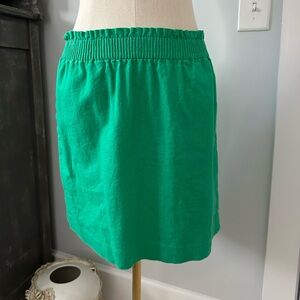NWOT J. Crew Green Linen Skirt Women’s Size 4